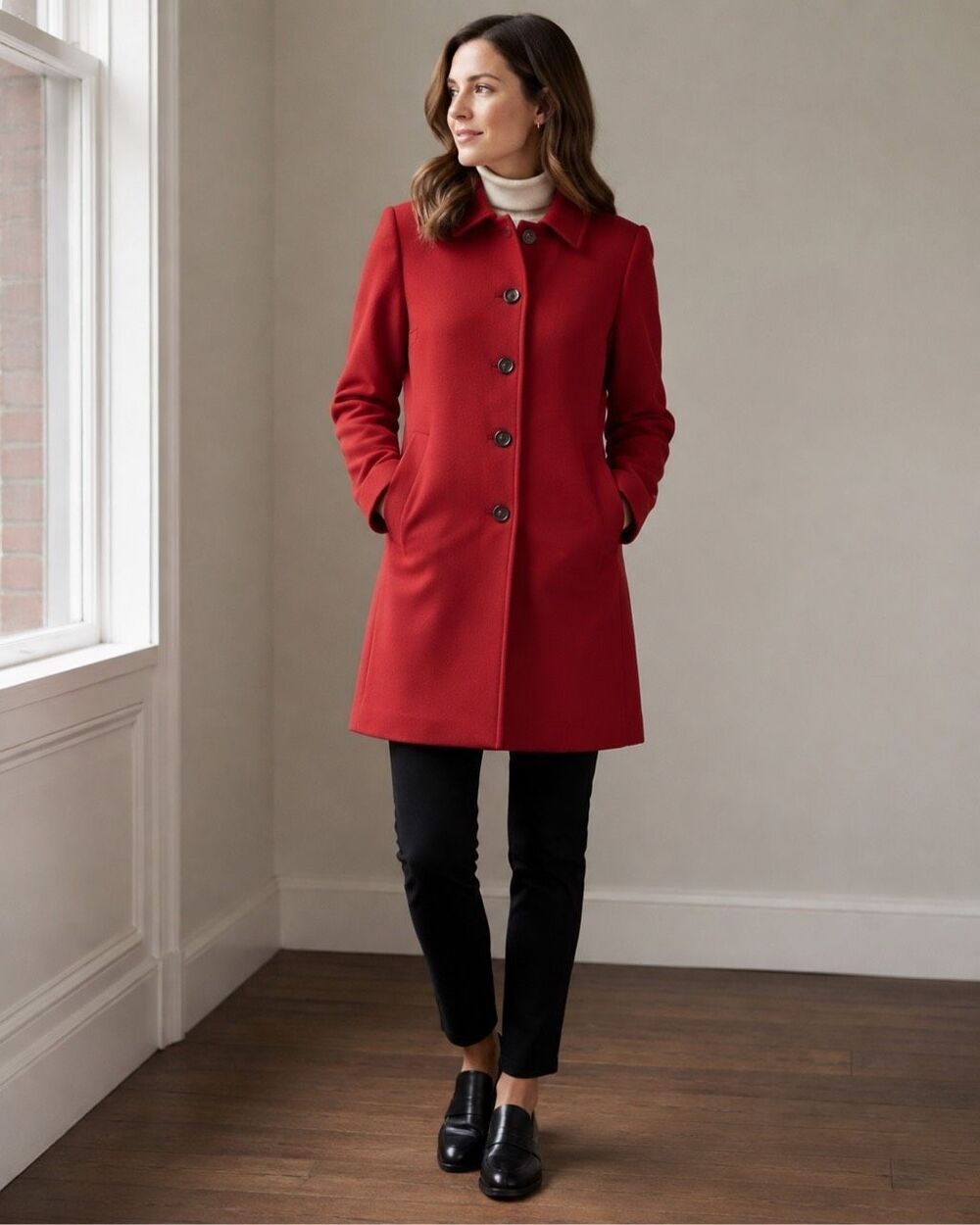 Banana Republic Factory Red Wool Blend Car Coat Women’s Size Small Classic
